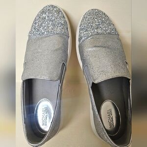 Michael kors Tia Glitter Platform Slip Ons Silver size 10